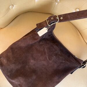 ✨ Coach Suede Hobo Shoulder Bag, Chocolate Brown – Vintage Y2K Style ✨